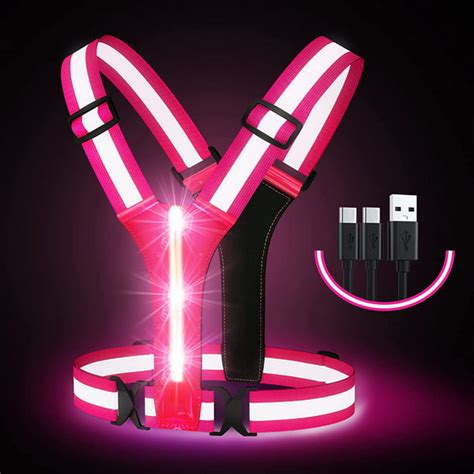 Led Reflective Running Vest Gear Light Up Vest Runners Night Walking Usb Rechargeable Up To