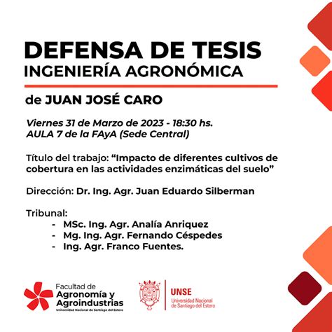 DEFENSA DE TESIS INGENIERÍA AGRONÓMICA Facultad de Agronomía y