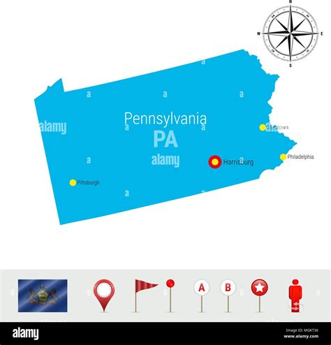 Pennsylvania Vector Map Isolated On White High Detailed Silhouette Of