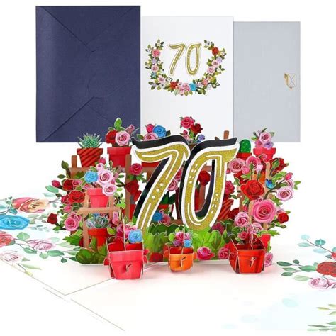 Joyoldelf Carte Anniversaire De 70 Ans Carte Cadeau Pop Up 3D Cartes