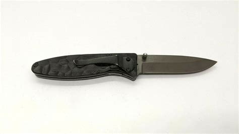 Ozark Trail Folding Pocket Knife Black Aluminum Plain Edge Blade Liner