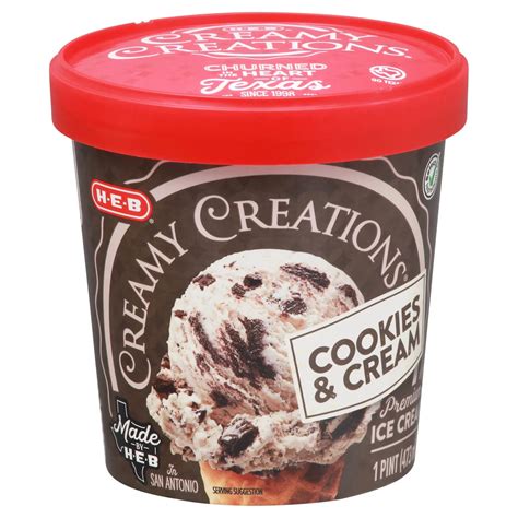 H E B Select Ingredients Creamy Creations Cookies And Cream Ice Cream