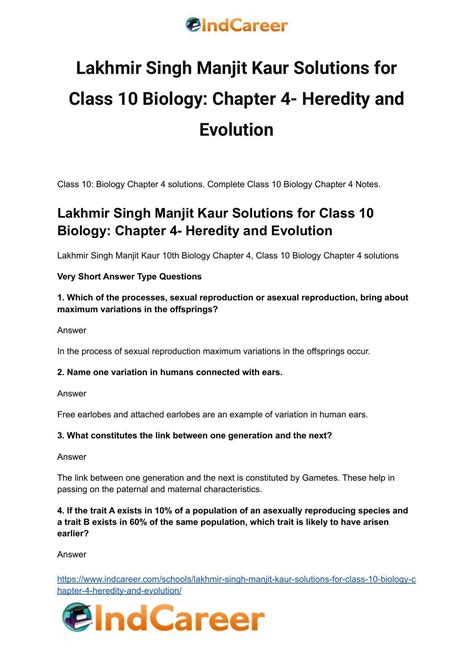 Lakhmir Singh Manjit Kaur Solutions For Class 10 Biology Chapter 4