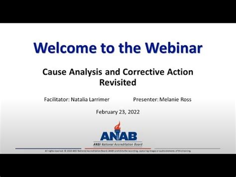 Anab Webinar Cause Analysis And Corrective Action Revisited Youtube