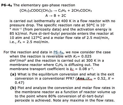 P B The Elementary Gas Phase Reaction Chegg