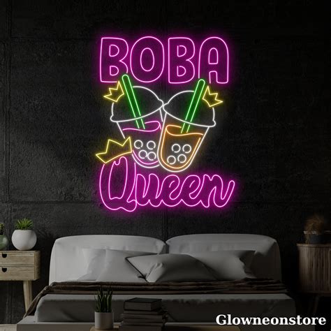 Glowneon Boba Queen Neon Sign Boba Queen Led Sign Bubble Tea Led