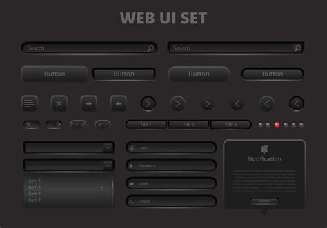 Elementos De La Interfaz De Usuario De La Web Oscura Botones