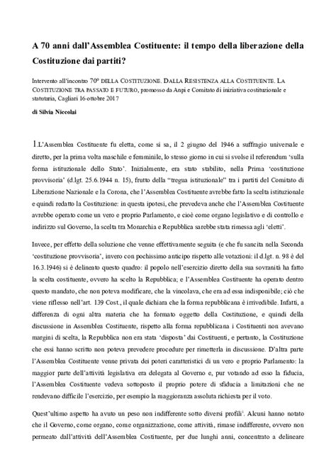 Doc A 70 Anni Dallassemblea Costituente Il Tempo Della Liberazione