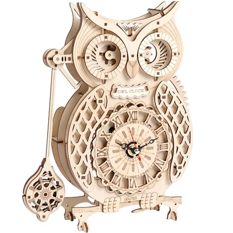 Buy Gudoqi D Wooden Puzzle Wooden Owl Clock With Side Pendulum No