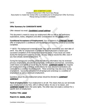 Assumption Letter Of Employment Fill And Sign Printable Template Online