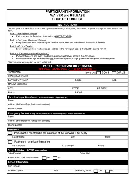 Participant Waiverrelease Template Fill Out And Sign Printable Pdf Template Airslate Signnow