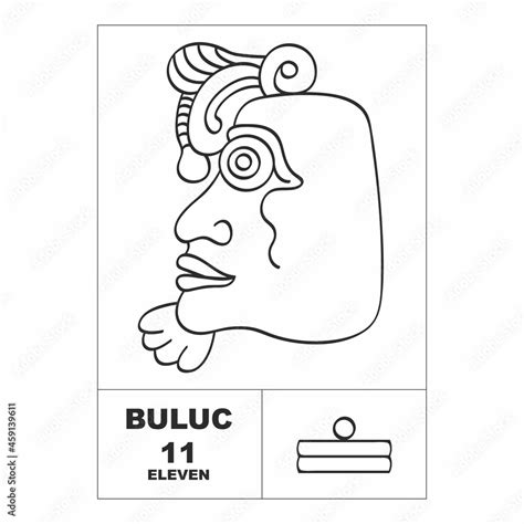 Vector Icon With Mayan Numerals Mayan Head Glyph Buluc And Maya Symbol