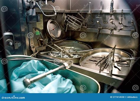 Surgical Instruments Being Sterilized In Autoclave With Steam And Heat