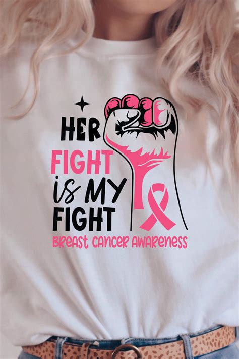 Breast Cancer Awareness Svg Breast Cancer Svg Her Fight Is Etsy