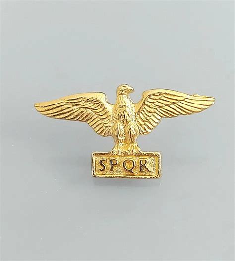 Spqr Roman Eagle Gold Plated Pewter Lapel Pin Badge Etsy Uk