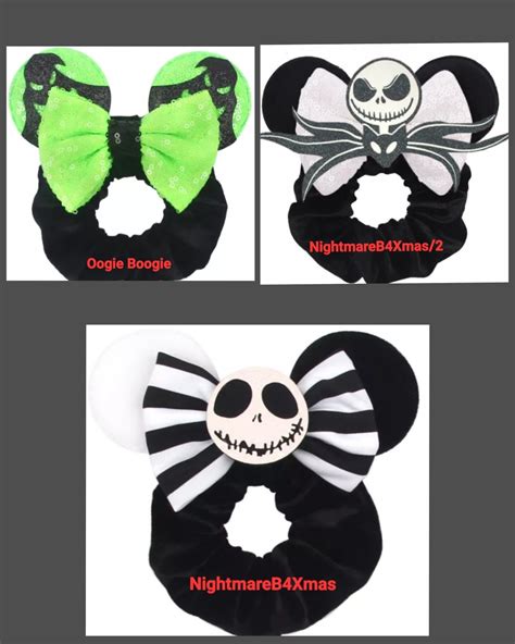 Nightmare Before Christmas Ear Scrunchies Disney Ears Jack And Sally