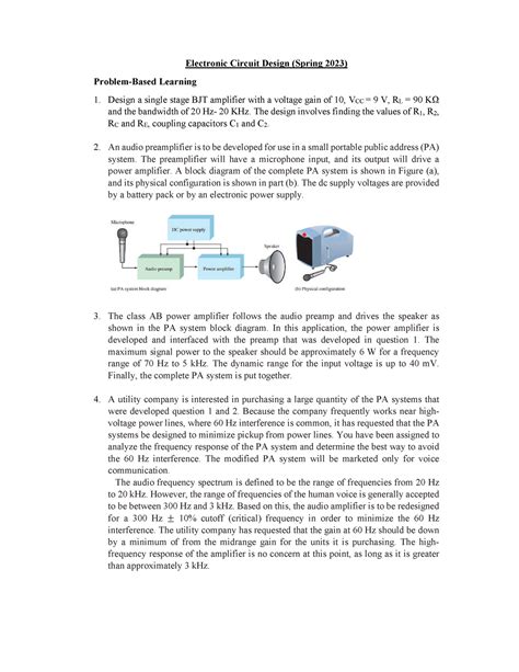 Problem Based Learning ECD Electronic Circuit Design Spring 2023