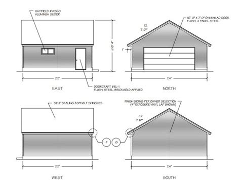 2 Car Garage Plans One Story 22 X 24 Garage Building Blueprints - Etsy