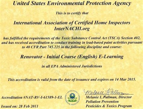 Us Epa Certifies Internachi As A Lead Safe Certified Rrp Training