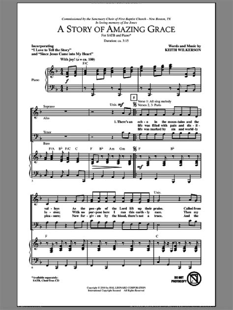 A Story Of Amazing Grace Sheet Music For Choir Satb Soprano Alto Tenor Bass