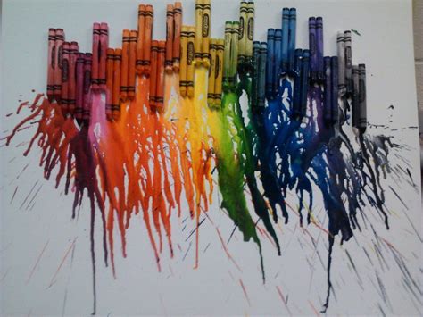 Hot Glue Crayons On A Canvas Take It Outside Stand It Up Against Something Using A Hair Dryer