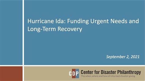 Hurricane Ida Funding Urgent Needs And Long Term Recovery Webinar