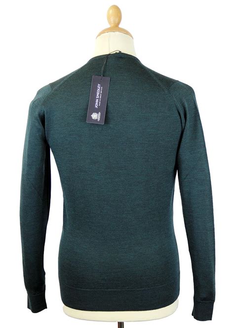 John Smedley Kendal Retro 60s Mod V Neck Jumper Racing Green