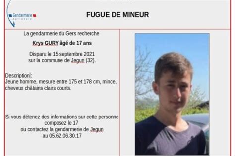 Gers La Gendarmerie Lance Un Appel Pour Retrouver Krys Un Mineur En Fugue