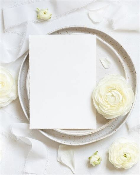 Premium Photo Wedding Table Setting With Card Near Cream Roses And