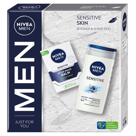 Set Cadou Barbati Nivea Men Sensitive Skin Balsam Dupa Ras Si Gel De