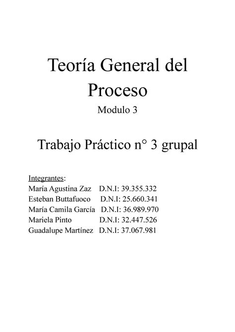 Tp N Teoria General Del Proceso Teor A General Del Proceso Modulo