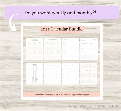 Dated Monthly Calendar Planner Digital Etsy