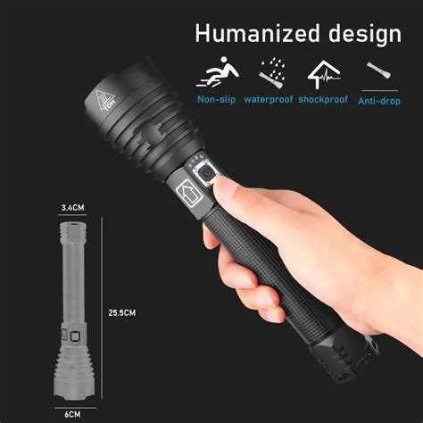 300000 LM XHP90 2 Most Powerful LED Flashlight USB Rechargeable LED