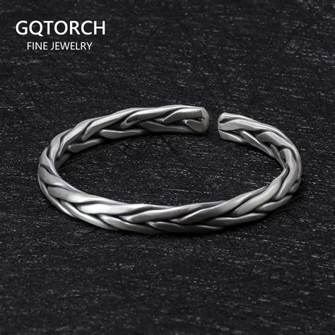 Zware Solid Puur Zilver Twisted Armbanden Voor Mannen Vrouwen