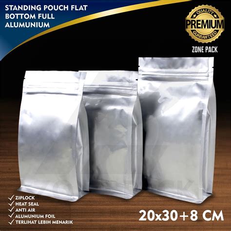 Jual Standing Pouch Flat Bottom Full Aluminium Foil 20 X 30 Cm I