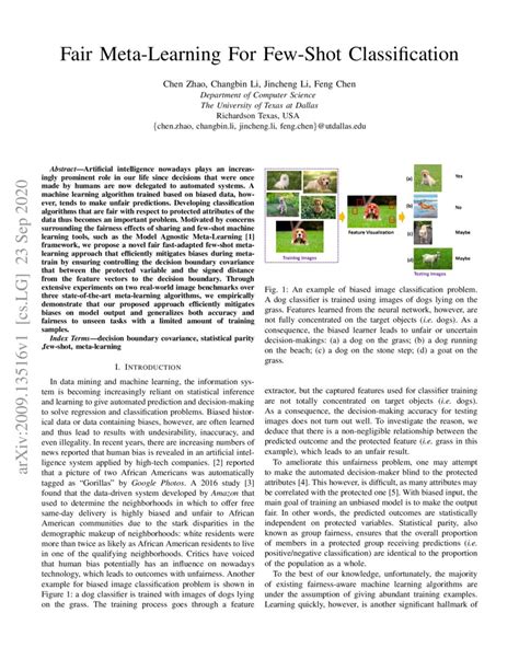 Fair Meta Learning For Few Shot Classification Deepai