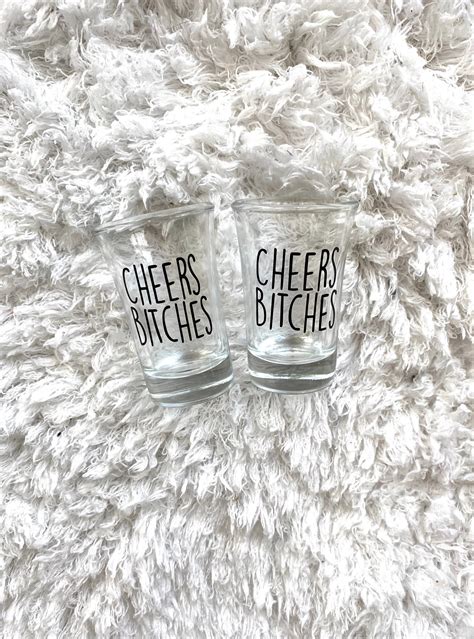 Cheers Bitches Shot Glass Bachelorette Party Shot Glasses Etsy