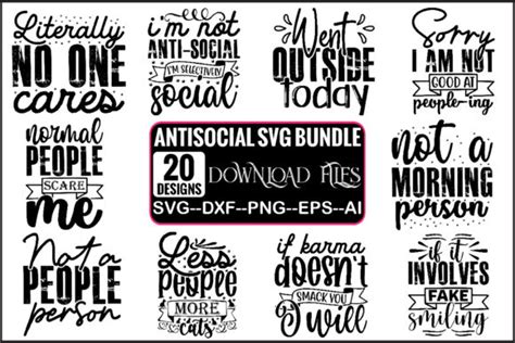 Antisocial Svg Design Bundle Bundle · Creative Fabrica