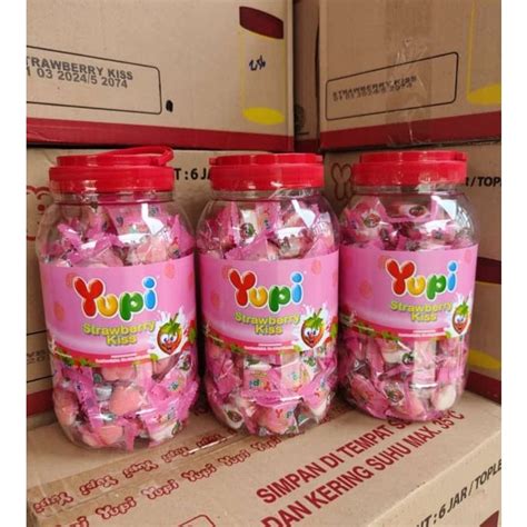 Jual Yupi Kemasan Toples Permen Yupi Strawberry Kiss Yupi Jar Gr