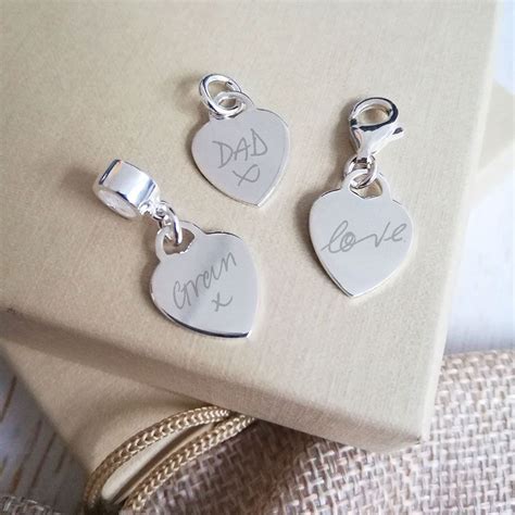 Sterling Silver Engraved Heart Charm With Handwriting Https