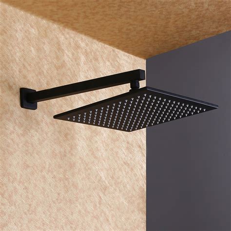 Dree Modern Matte Black Wall Mounted Square Rain Shower Handheld