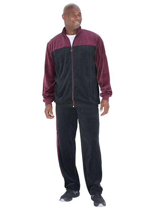 Kingsize Kingsize Mens Big And Tall Colorblock Velour Tracksuit