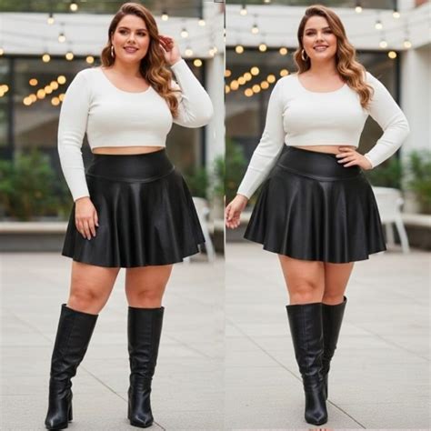 Short Saia Plus Size Cintura Alta - Short Saia Plus Size Cirre Suplex Babado Cintura Alta Academia e Festa ...