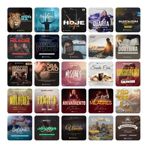 Pack Canva Gospel Templates Editável 50 Artes