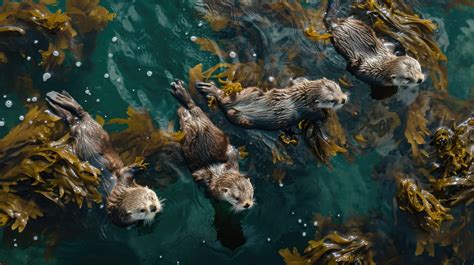 Sea Otters Floating Kelp Forest Marine Mammals Otter Behavior