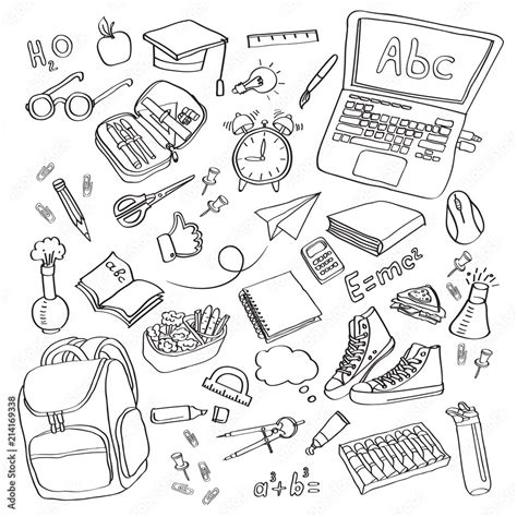 School clipart Vector doodle school icons symbols Stock Vector | Adobe ...