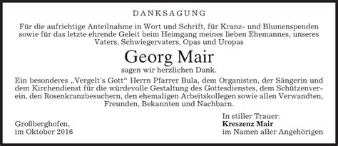 Traueranzeigen Von Georg Mair Trauer Merkur De