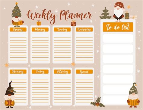 Premium Vector Christmas Weekly Planner Page Template With Cute