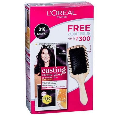 Buy Loreal Paris Casting Creme Gloss Conditioning Hair Color 316 Burgundy Free Paddle Brush