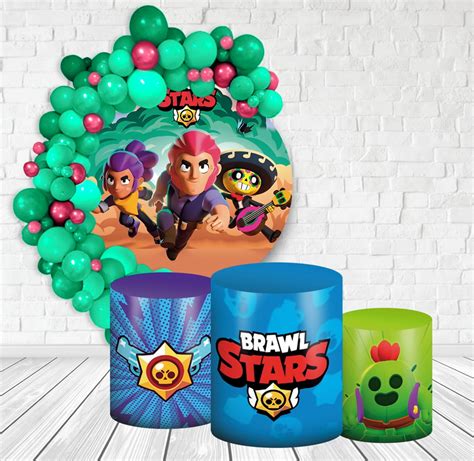 Kit Festa Painel Redondo Trio Capa De Cilindro Brawl Stars The Best